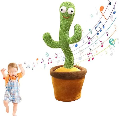 Dancing Cactus Toy, Talking Cactus Toy Repeats What You Say, Wriggle Dancing and Singing Electronic Luminous Cactus, Funny Creative Early Childhood Education Toys (120 Songs)