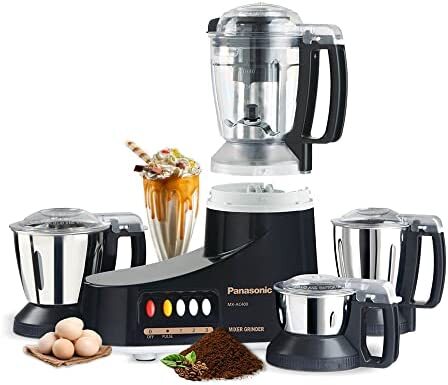 Panasonic Super Mixer Grinder, 1000W, MX-AC400, Black, 3 Stainless Steel Jars, 1 Juicer Jar