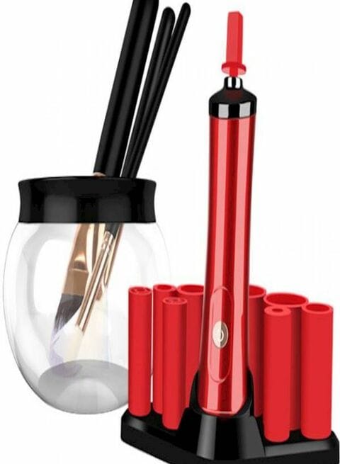 Buy Generic Electric Makeup Brush Cleaner Set Red/Black/Clear in UAE