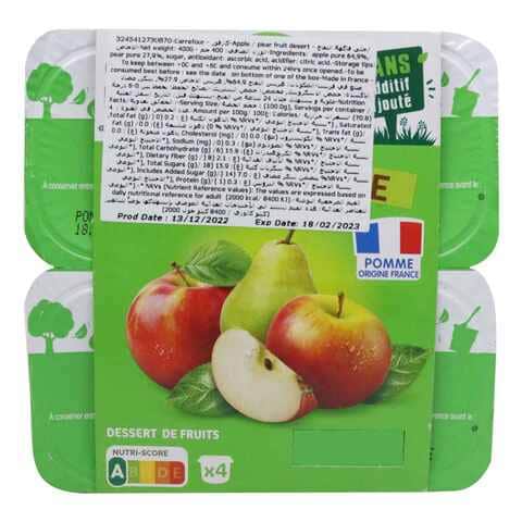 Carrefour Classic Apple And Pear Fruit Dessert 100g Pack of 4