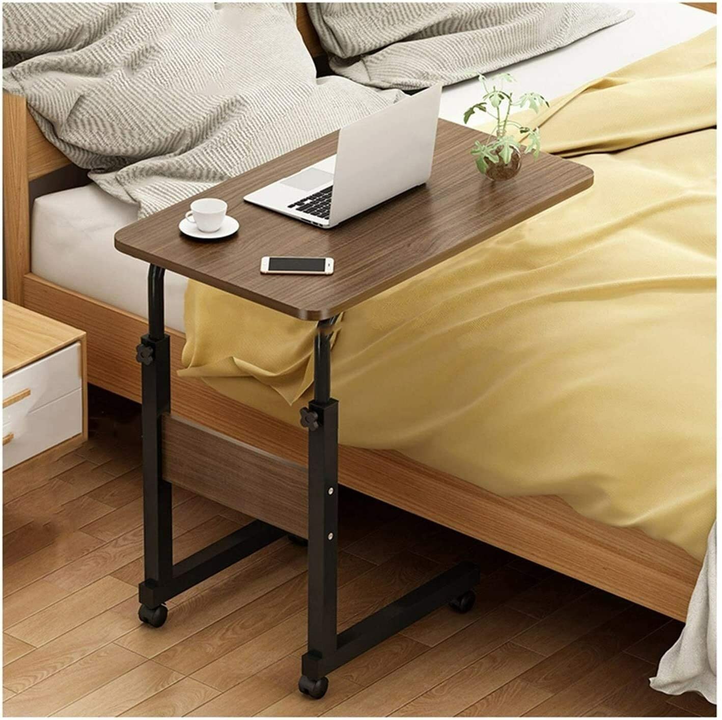 Buy Snack Side Table Mobile End Table Height Adjustable Bedside Table Laptop Rolling Cart C Shaped Tv Tray With Storage Shelves For Sofa Couch Online Shop Home Garden On Carrefour