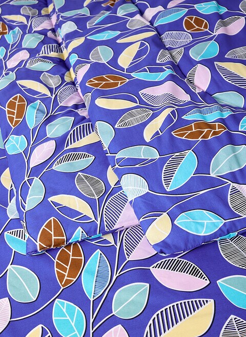 KLUB LINEN Double Comforter 4PC Set Leaf Multi 180TC Poly Cotton Printed Design