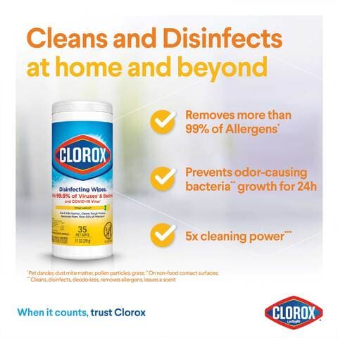 Clorox Disinfecting Wipes Crisp Lemon 35 Wet Wipes