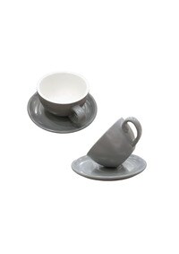 Liying 12Pcs Porcelain Cups And Saucers Set - Grey Colour Tea Set - 200Ml Cup 6Pcs And Saucer 6Pcs Set For Idle Tea, Turkish Coffee, Espresso And Cappuccino
