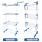Sky Touch Three Layers Of Clothes Hanger, Adjustable Stainless Steel Hanger With Folding Wings For Indoor And Outdoor, Blue, 3 Layer