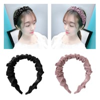Aiwanto 2Pcs Ruffle Silk Black Hair Band Headband Womens Hair Accessories (Black&amp;Light Pink)