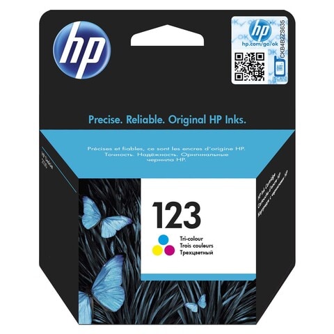 HP 123 Tri-color Original Ink Cartridge [F6V16AE]   Works with HP DeskJet 2130, 2620, 2630, 263
