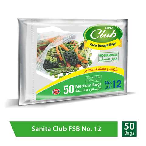 Sanita Club Food Storage Bags Biodegradable #12 50 Bags
