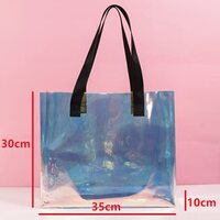 Red Dot Gift (10 Packed) Laser Bags Water Proof For Beauty Women, Shopping Bags, Flowers Pvc Handle, Tote Bag Pvc 3 Types Handle / 3 Sizes. (Black Handle (H30*35 * 10cm))