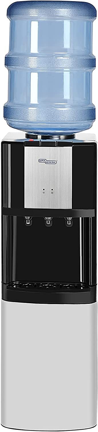 Super General Hot And Cold Water Dispenser, Water-Cooler With Cabinet, Instant-Hot-Water, 3 Taps, Sgl 2271, Black/Silver, 36.2 X 31 X 98 Cm, 1 Year Warranty