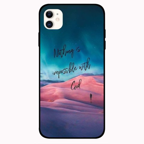 Theodor - Apple iPhone 12 6.1 inch Case Nothing Impossible With God Flexible Silicone Cover