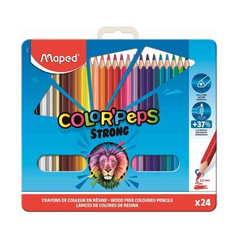 Maped Color Peps Strong Colour Pencils With Metal Box Multicolour 24