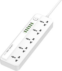 LDNIO SC5614 Power Strip Surge Protector with 5 AC Outlets and 6 USB Charging Ports 2m long extension cord for Home &amp; Office - White
