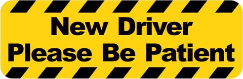 Rubik New Driver Car Sign Vinyl Sticker, Please Be Patient Bold Text, Highly Reflective Caution Sticker for Beginners Car SUV Van Drivers (6.5x20cm)