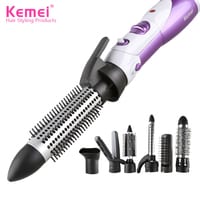 KEMEI-KEMEI Hair Dryer Curler Straightener Brush Curling Iron Straightening Styler 7 IN 1 Detachable Brush Kit with Interchangeable Brush Head Electric Hair Styling Tools