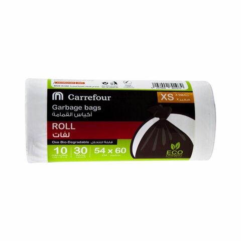 Carrefour 10 Gallon Biodegradable Garbage Bag XS White 30 Garbage Bags