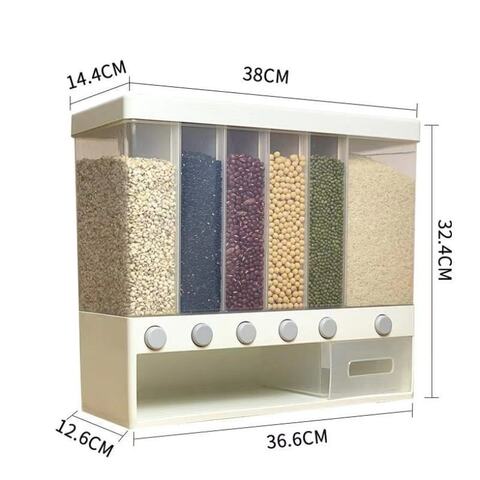 LIHAN Large Capacity Whole Grains Dispenser Rice Bucket Wall-Mounted Rice Storage Tank Moisture-Proof Dry Food Organizer Bottle Pressed Out Rice