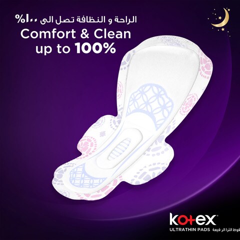 Kotex Nighttime Ultra Thin Sanitary Pads With Wings White 7 count