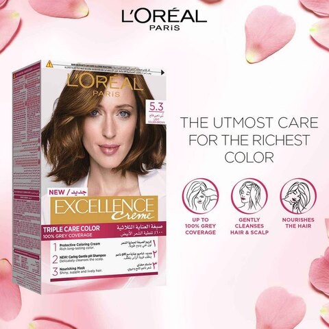 Buy L'Oreal Paris Excellence Creme Triple Care Permanent Hair Colour   Light Golden Brown Online - Shop Beauty & Personal Care on Carrefour UAE