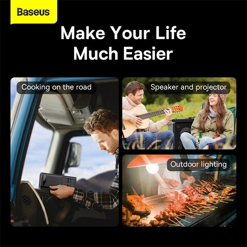 BASEUS Super Si Power Inverter Type-C USB AC Socket Car Charger 500W Digital Display Power Station Converter (220V CN/EU Plug) Black