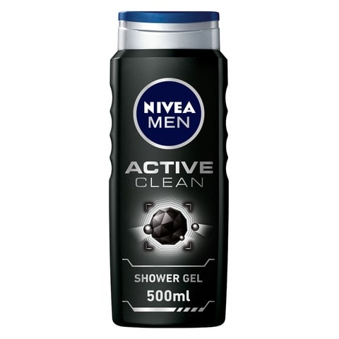 NIVEA MEN 3in1 Shower Gel Body Wash  Active Clean Charcoal Woody Scent  500ml