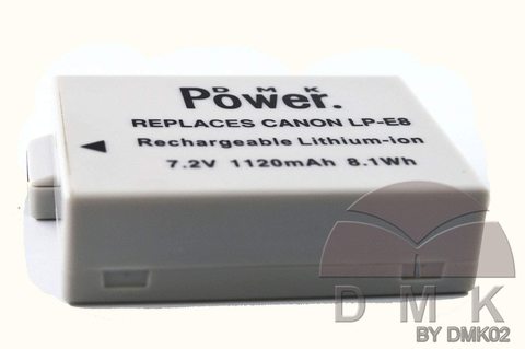DMK Power LP-E8 Battery for Canon EOS 550D 700D Kiss X5 Rebel T3i T2i LC-E8E etc. cameras