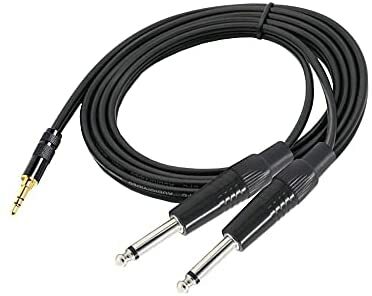 1/8&quot; 3.5mm to Dual 6.35mm 1/4&quot; Mono Jack Stereo Y-Splitter Headphone Audio Cable 3.5mm to 2 x 6.3mm Cable 1.5m