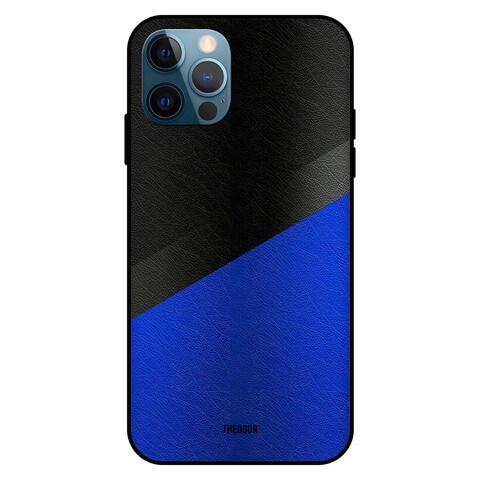 Theodor Apple iPhone 12 Pro 6.1 Inch Case Blue &amp; Black Leather Flexible Silicone Cover