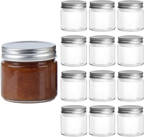 Star Cook Mason Jars with Airtight Metal Regular Lids(100ml), Sealed Clear Glass Canning Jars with Wide Mouth for Spices, Honey, Jam, Jelly, of 12 (100ML)