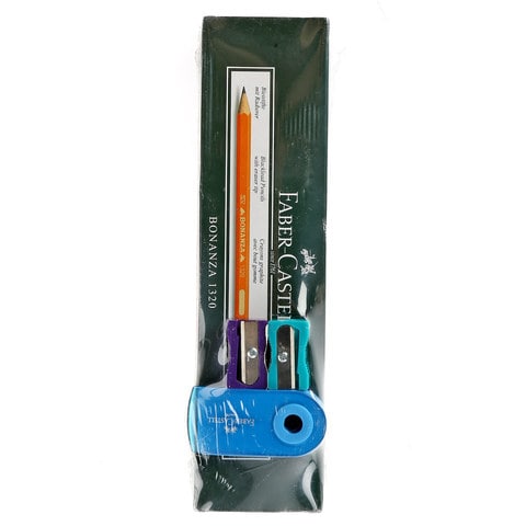 Faber-Castell Bonanza 1320 HB Pencil 12 PCS with Sharpener 2 PCS and Eraser Multicolour