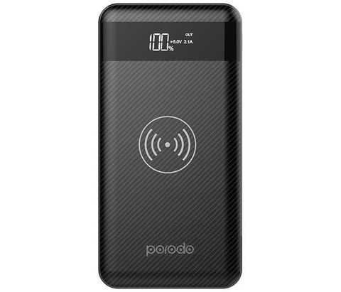 Porodo Power Bank, Slim Wireless Powerbank 10000Mah, Charge Multiple Devices Simultaneously, Safety Mechanism Fire-Proof - Black