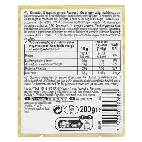 Carrefour Emmental Cheese Slices 200g