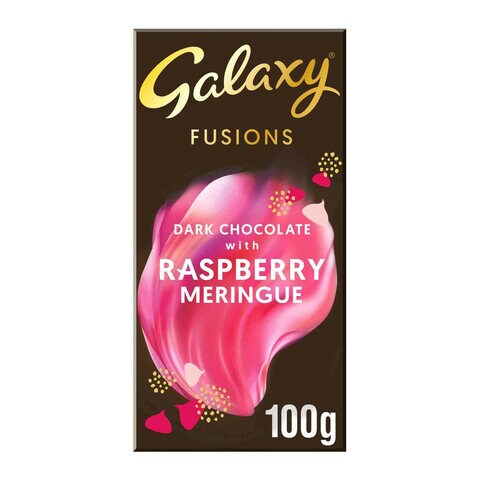Buy Galaxy Fusions Dark Chocolate Raspberry Meringue Bar 100g Online ...