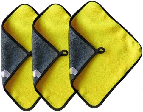 Buy lavish 3PCS Car Drying Towel,Microfiber Cleaning Cloth for Car and House - Microfiber Cleaning Rags for Car, Glass, Stainless Steel, Table, Window Cleaning Cloth (Yellow in UAE