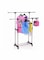Double Pole Portable Clothes Rack Hanger With Wheels Black/Silver