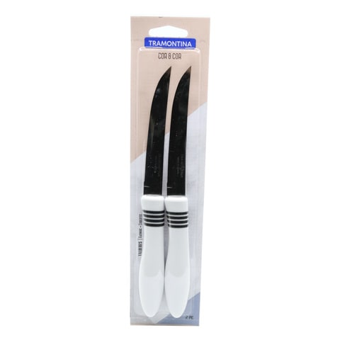 Tramontina Cor &amp; Cor Steak Knife White And Silver 5inch 2 PCS