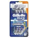 Buy Gillette Blue 3 Chromium Coated Disposable Razors 6 Pieces in Kuwait