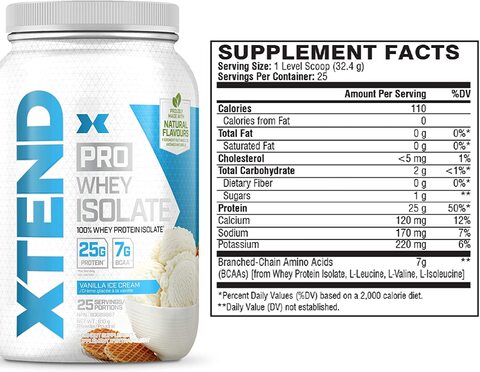 Scivation Xtend Pro Protein Powder Vanilla Ice Cream   100% Whey Protein Isolate   Keto Friendly + 7G Bcaas With Natural Flavors   Gluten Free Low Fat Post Workout Drink   1.8Lbs