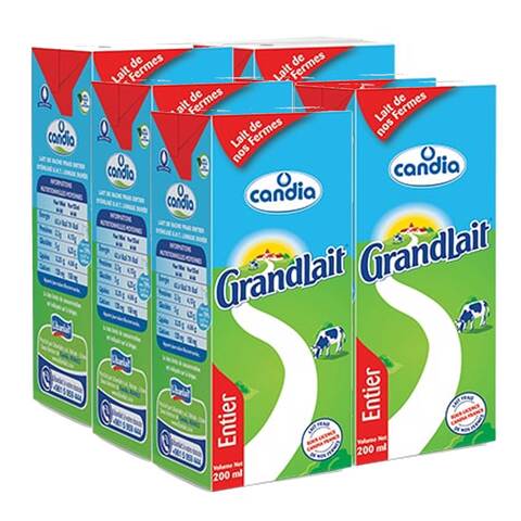Candia Uht Milk Full Fat 200ML X6