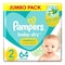 Pampers Baby-Dry Newborn Diapers with Aloe Vera Lotion  Size 2 (3-8kg) 64 Diapers