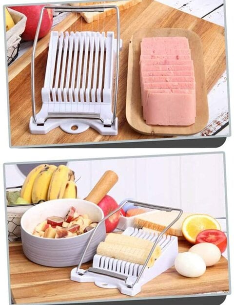 Spam Slicer, Boiled Egg Slicer Soft Cheese Slicer Luncheon Meat Slicer,  Stainless Steel Wires, Cuts 10 Slices (yellow)