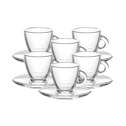 Roma Glass Espresso Cups and Saucers 12-Piece Set