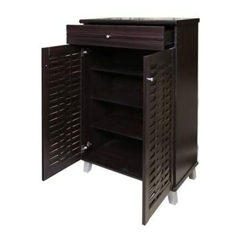 Homes R Us Hill Shoe Cabinet Chocolate 77x39x119cm