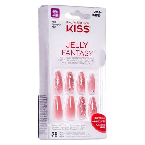 Kiss Jelly Fantasy False Nails KGFJ01C Pink 28 PCS
