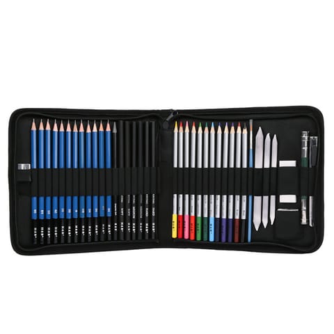 Generic-Sketching Pencils 40pcs/set Professional Drawing Kit Natural Wood Pencil Art Supplies Sketch Painting Tools with Carrying Bag