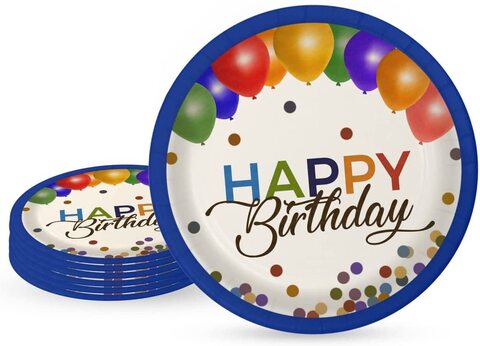 Buy Blue Happy Birthday Party Paper Plates, 7 inches Disposable Plates for Birthday Party Supplies for Girls and Women [6 Pack] Online - Shop Home & Garden on Carrefour UAE