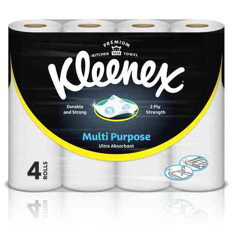 Kleenex Viva Multi-Purpose Ultra Absorbent Kitchen Towel Rolls White 40 Sheets 4 Rolls