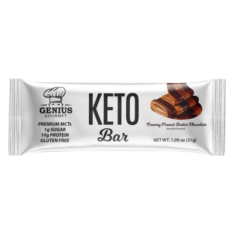 Genius Gourmet Keto Bar Creamy Peanut Butter Chocolate 31g