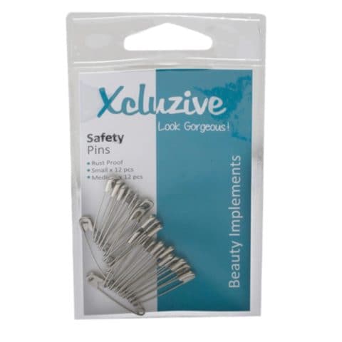 Xcluzive Safety Pins Silver 24 count