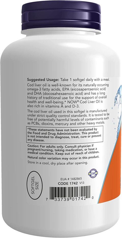 Now Food Cod Liver Oil, 650Mg, 250 Soft Gels